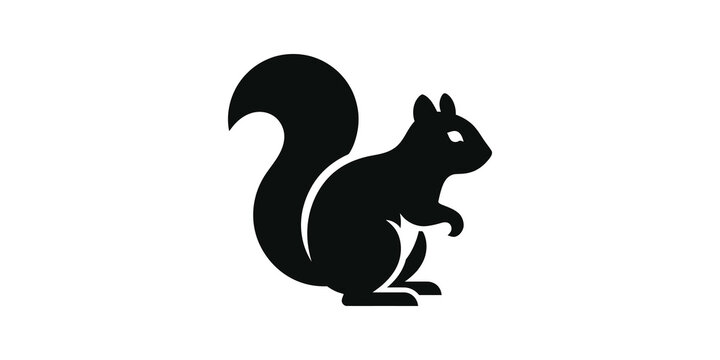 Squirrel black silhouette icon representing wildlife nature forest fauna.