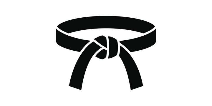 Karate belt flat icon black accessory for martial arts training grading.