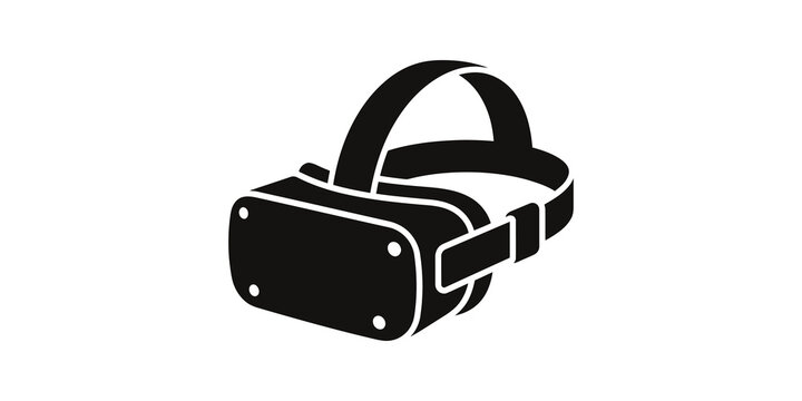 Virtual reality headset flat icon black gadget for immersive gaming use.
