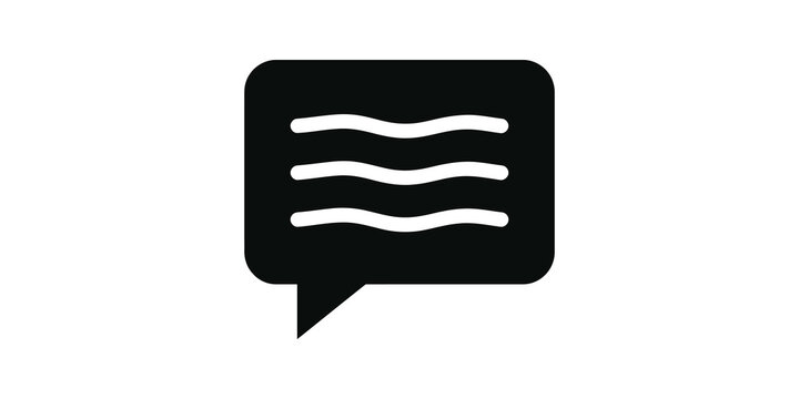 Modern text message bubble icon depicts digital chat communication sign.