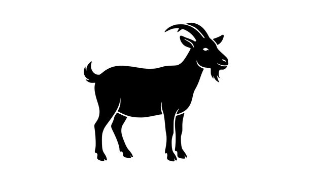 Lovely Goat Standing Side Profile Black Silhouette Vector Icon