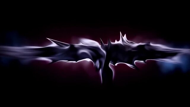 Abstract neon waves clash and shimmer in darkness.
