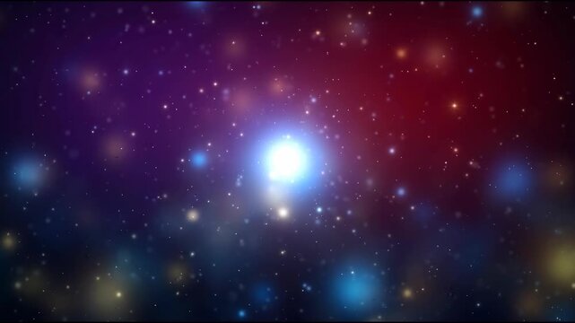 Bioluminescent starry night expanse on deep amethyst and crimson gradient