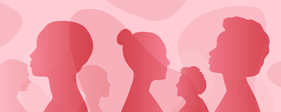 Background with beautiful women silhouettes.