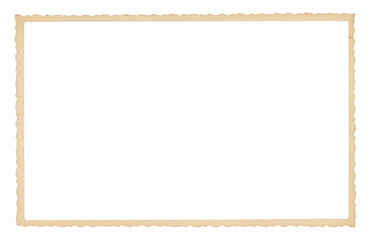 Fototapeta na wymiar Vintage photo paper frame with scalloped edge isolated on transparent background, for retro photo frames and templates.
