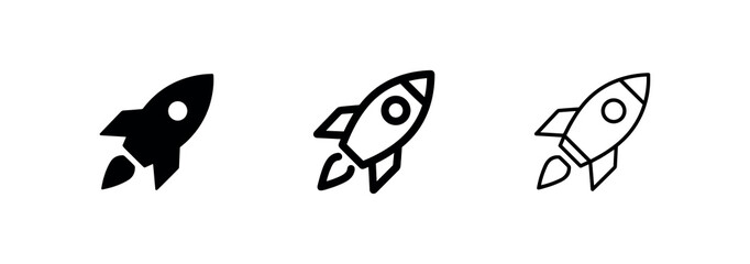Fototapeta premium Rocket launch icons for startup and space mission