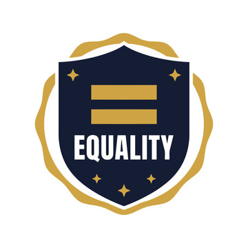 Equality shield emblem with equal sign symbol for social justice and human rights concepts.