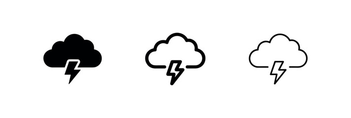 Obraz premium Thunderstorm Weather Cloud Lightning Icon Set