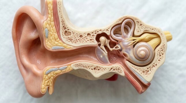 Detailed Anatomical Model Illustrating The Inner Structures Of The Human Ear