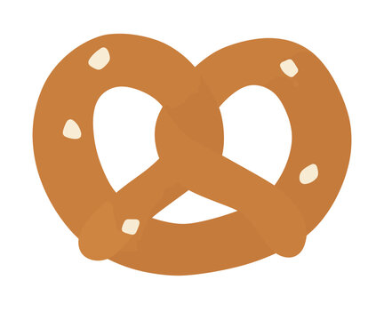 Soft pretzel with salt hand drawn snack food vector illustration