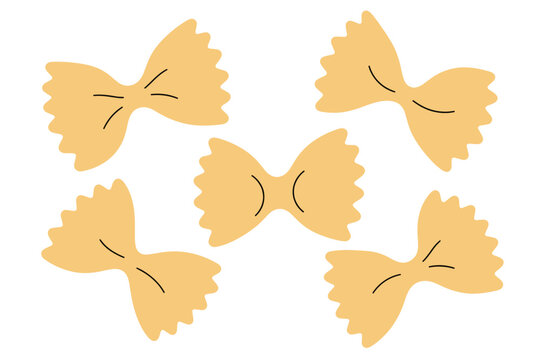 Farfalle bow tie pasta collection hand drawn vector illustration