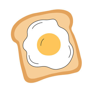 Fried egg on toast hand drawn breakfast food vector illustration