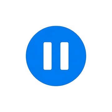 Blue pause button icon with white vertical bars on white background