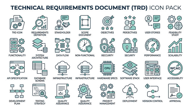 Technical Requirements Document TRD Icon Pack: Design, Development, IT, Business Icons