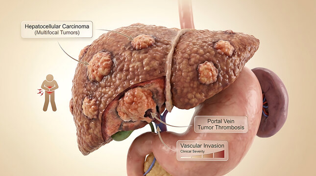Hepatocellular Carcinoma with Multifocal Liver Tumors Causing Ab