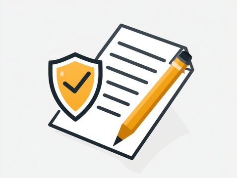 Intellectual property compliance with a patent document, shield, and lightbulb symbols in a clean corporate style.