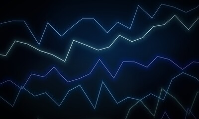Abstract blue neon pulse lines on dark background, glowing digital waveform pattern, futuristic...