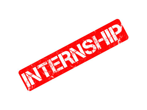 Red internship rubber stamp on white background, distressed grunge internship ink stamp, career training concept