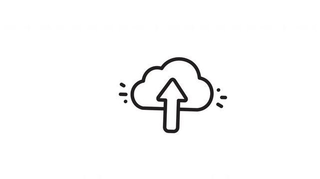 Simple black line cloud icon on white background suitable for digital design projects. Graphic symbol art for tech, weather, or apps.