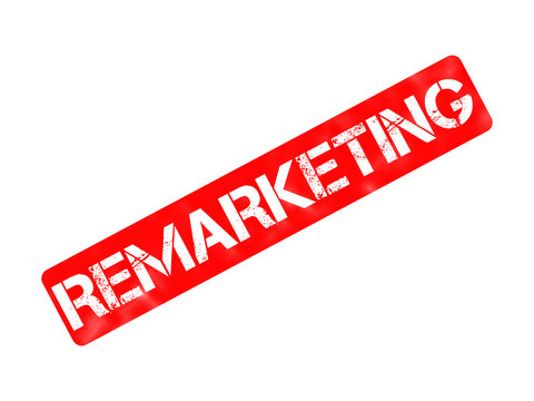 Remarketing red rubber stamp on white background, grunge marketing concept icon, retargeting business strategy symbol
