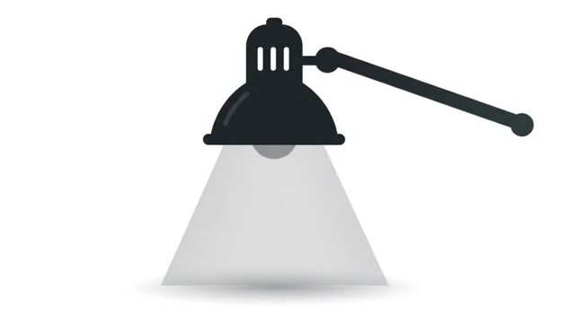 Modern black desk lamp shining light downwards on white background lighting