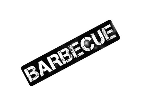 Vintage barbecue rubber stamp illustration, black grunge barbecue label, retro textured food sign isolated on white background