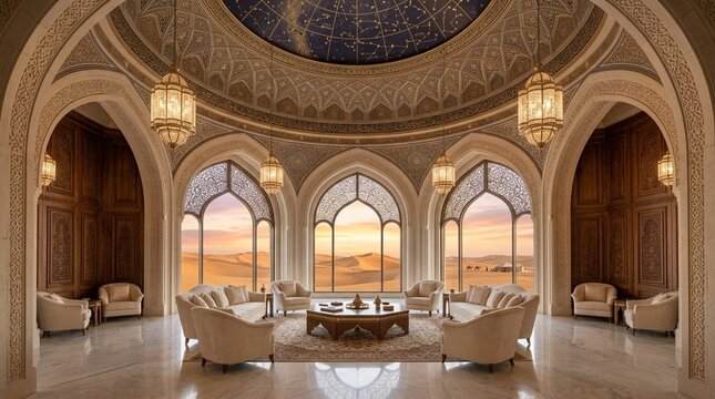 Luxurious Arabian Interior with Desert View