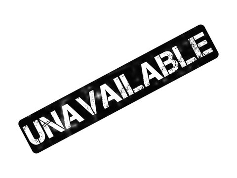 Grunge unavailable stamp icon, black distressed rubber seal with text, weathered rectangular sign for out of stock status