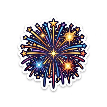 Colorful firework explosion sticker with stars