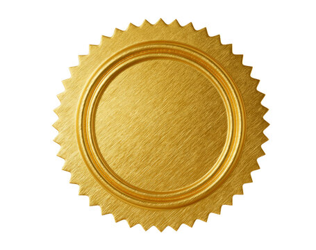 Metallic Gold Sticker Seal with Serrated Edge Isolated