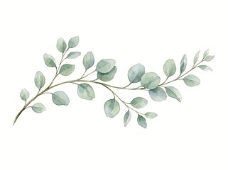 Obraz premium Watercolor eucalyptus branch with green leaves isolated on white background