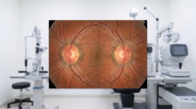 Papilledema and Optic Disc Swelling &mdash; Professional Ophthalmology Background with Copy Space