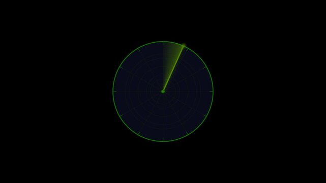 Futuristic Green Radar Scanning Animation on Black Background