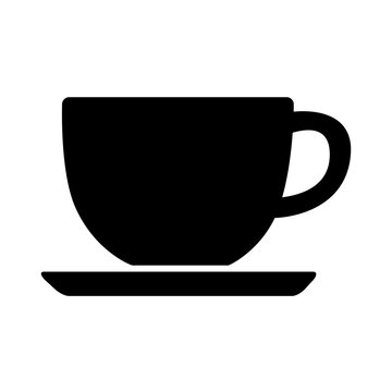 Coffee Cup and Saucer Vector Icon Black Silhouette Png Transparant Image