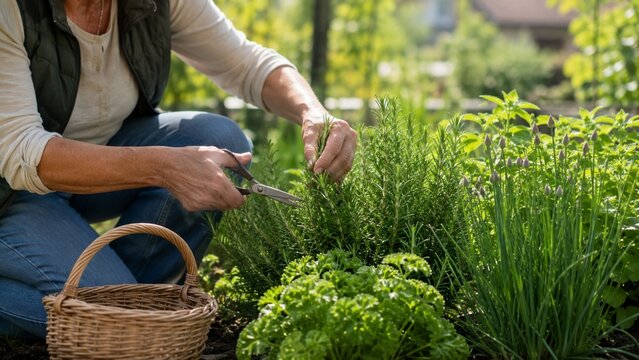 Frische K&uuml;chenkr&auml;uter im eigenen Garten ernten