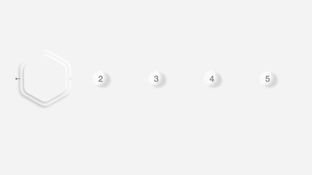 animated video of business plan infographic 5 steps template, light grey rectangle and hexagonal shape for strategic planning, business presentations and reports, 4k animation
