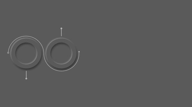 animated video of business plan infographic 5 steps template, grey circle shape for strategic planning, business presentations and reports, 4k animation