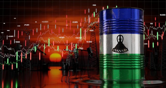 Lesotho - oil barrel price concept - 3D illustration