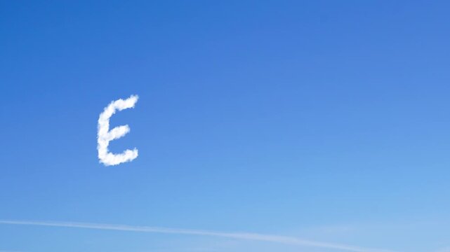 animated video of ENJOY white soft cloud text on bright blue sky and green screen background , 4k animation