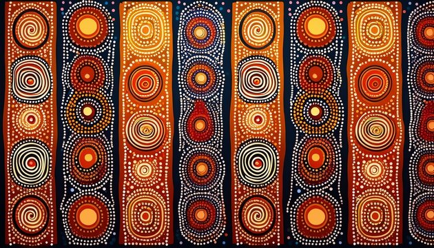 australian aboriginal art concept abstract theme of australian indigenous aboriginal art dot painting vertical boards with diverse design cultural traditional art concept ai abstract image