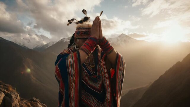 Inca Indigenous People in Andes Mountains Peru
