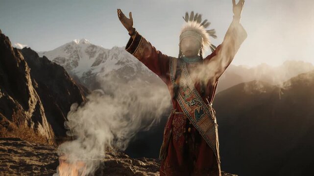 Inca Indigenous People in Andes Mountains Peru