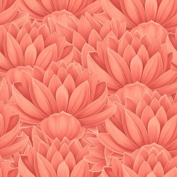 Lotus Petal Radiance Geometric Pattern. Overlapping lotus petals radiating from invisible centers. The color palette features gradient coral, peach, and cream. . High demand for spa and beauty sectors