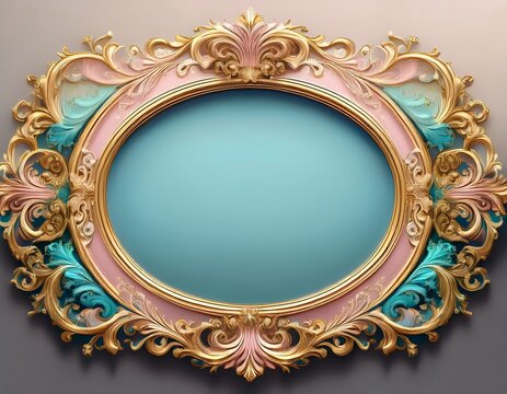 gilded rococo frame displaying pastel colors elegant oval architecture for decorative borders and vintage design