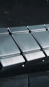 Vertical video: Panning camera revealing shiny panels on roof to show seams and bolts under stars