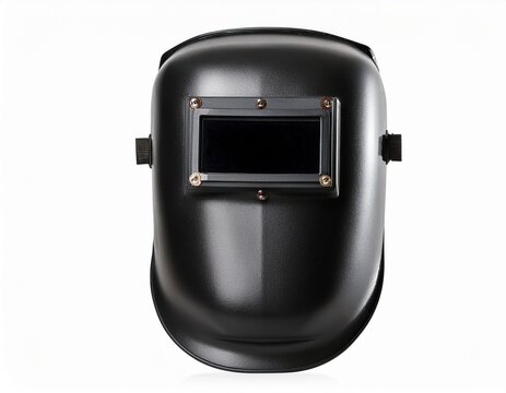 professional black welding helmet with safety visor for metal works isolated on white background