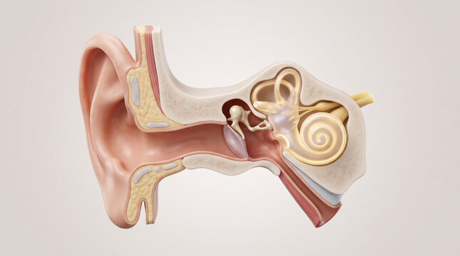 Inner Ear Anatomy Cochlea and Vestibular System Medical Illustration