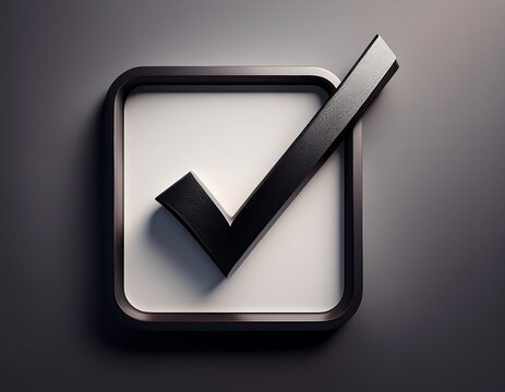 simple check mark symbol a clean and modern 3d render of a black check mark inside a white square symbolizing confirmation completion and accuracy