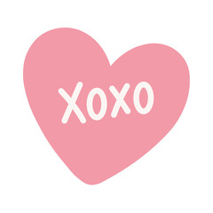 Obraz premium Pink heart with xoxo text valentine love symbol quote png illustration