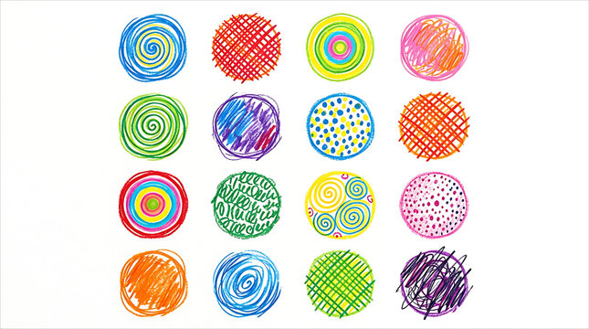 Colorful Hand Drawn Circle Texture Collection